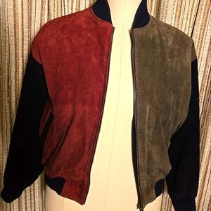 Vintage The Limited Suede Bomber Jacket Colorblock M/L